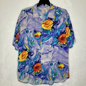 Vintage Jams World Floral Button Down Shirt Size XL